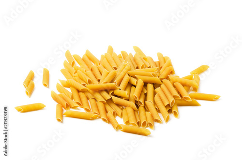 Dry raw penne rigate pasta