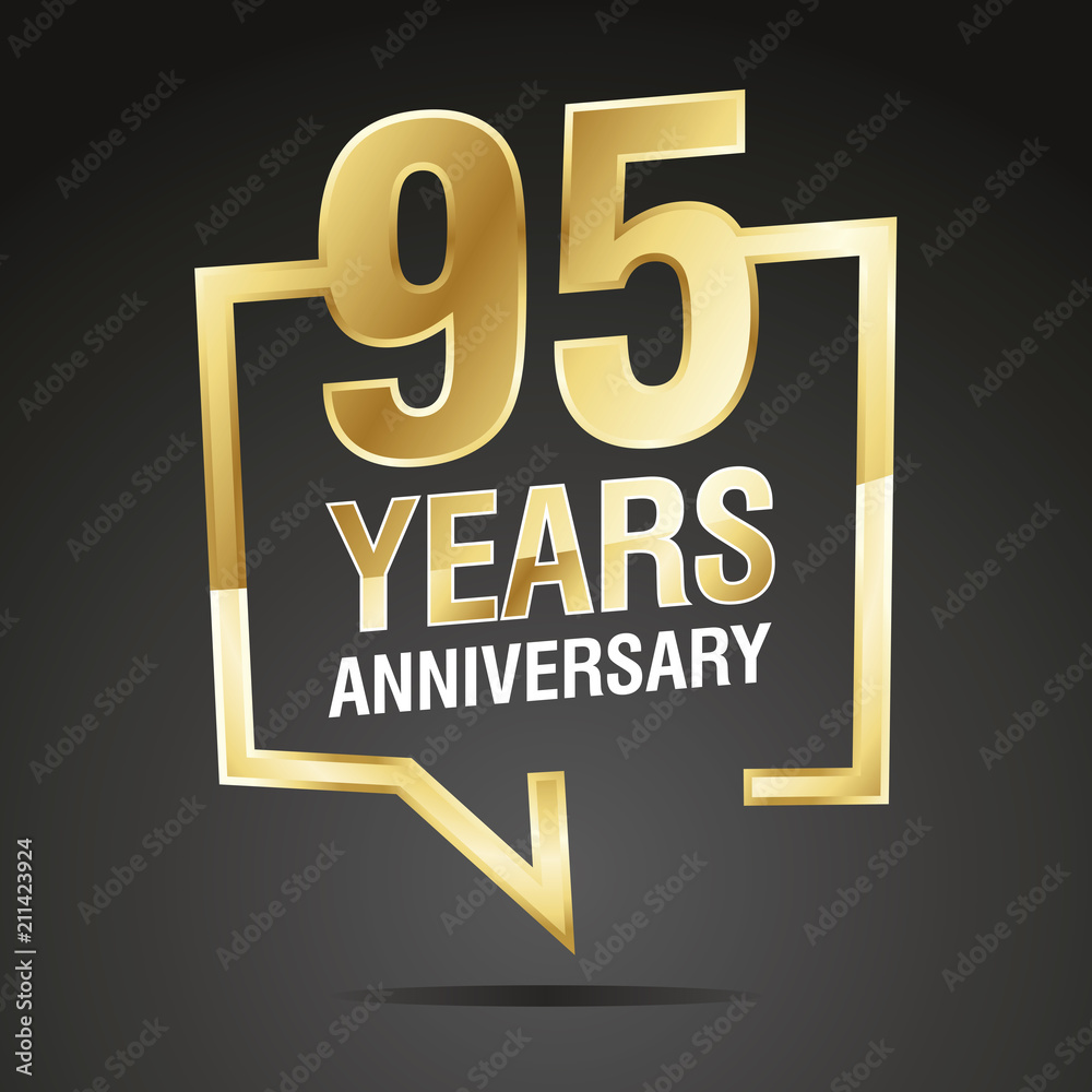 95 Years Anniversary gold white black logo icon