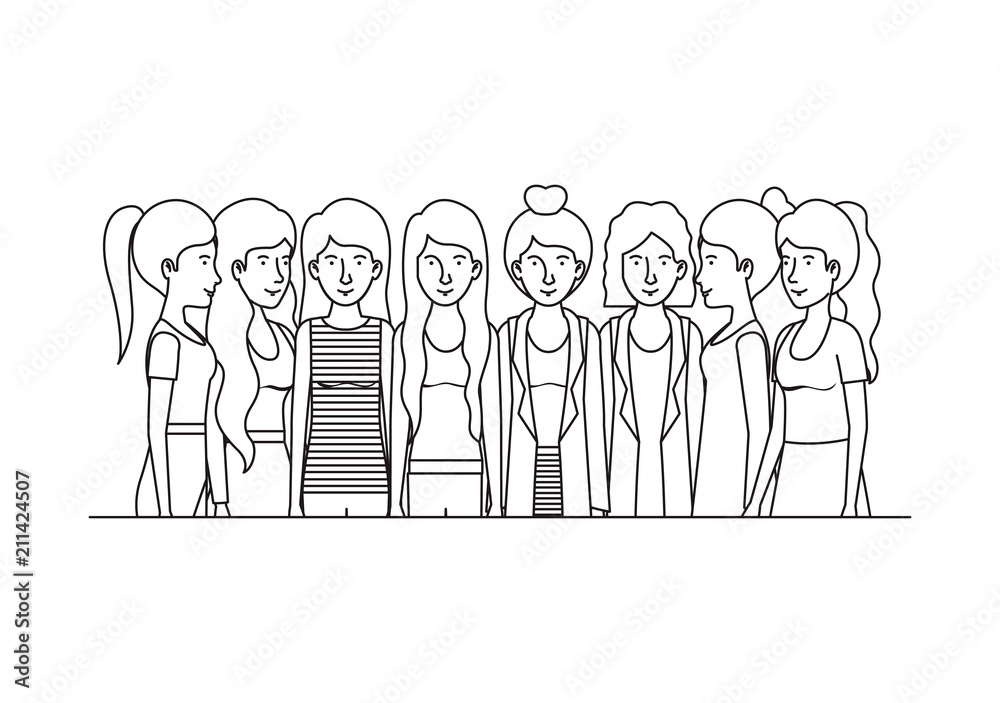 group of women friends characters vector illustration design group of women friends characters vector illustration design