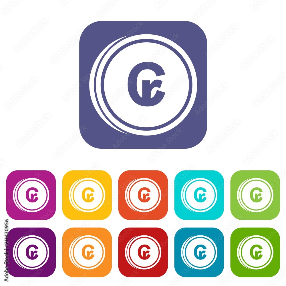 Coins cruzeiro icons set vector illustration in flat style in colors red, blue, green, and other Coins cruzeiro icons set vector illustration in flat style in colors red, blue, green, and other