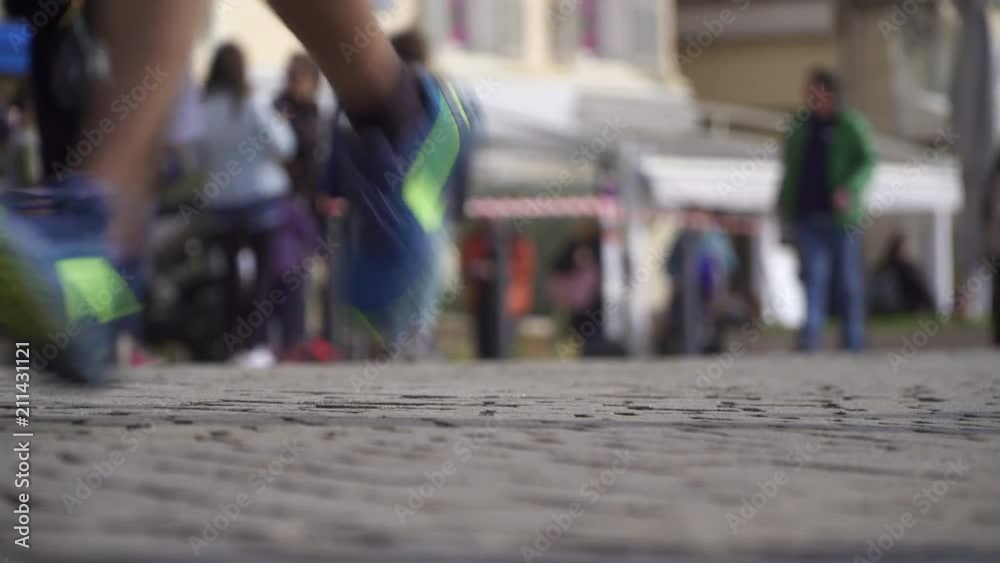 Runners´ feet at a marathon in Marseille, France Runners´ feet at a marathon in Marseille, France