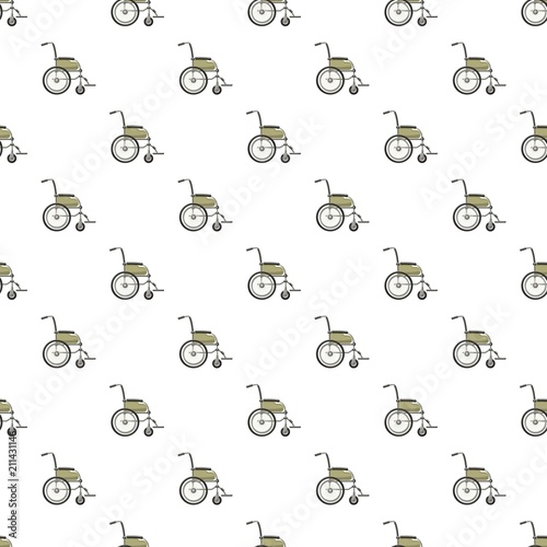 Wheelchair pattern seamless repeat in cartoon style vector illustration