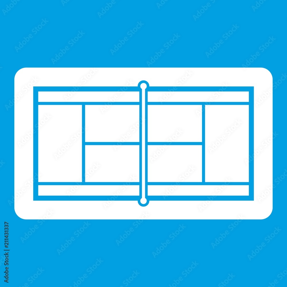 Tennis court icon white isolated on blue background vector illustration Tennis court icon white isolated on blue background vector illustration