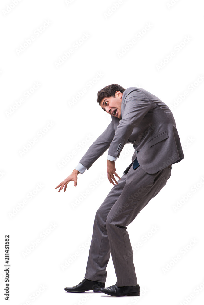 Young puppet businessman isolated on white background Young puppet businessman isolated on white background