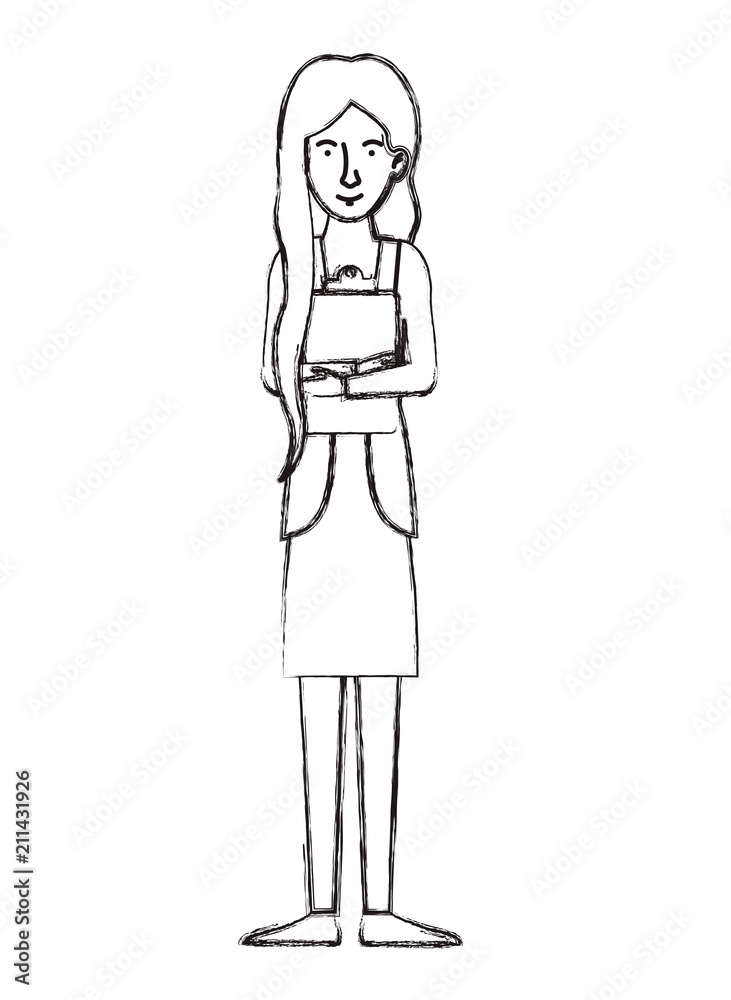 young businesswoman with documents character vector illustration design