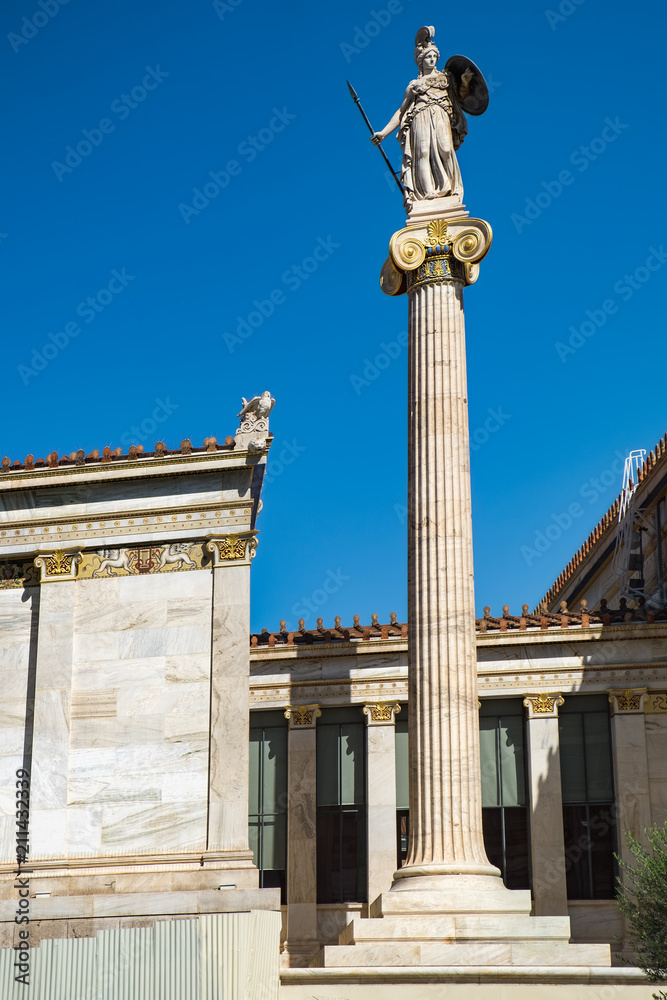 Athena statue near Academy of Athens, Athens historic center in Attica, Greece Athena statue near Academy of Athens, Athens historic center in Attica, Greece