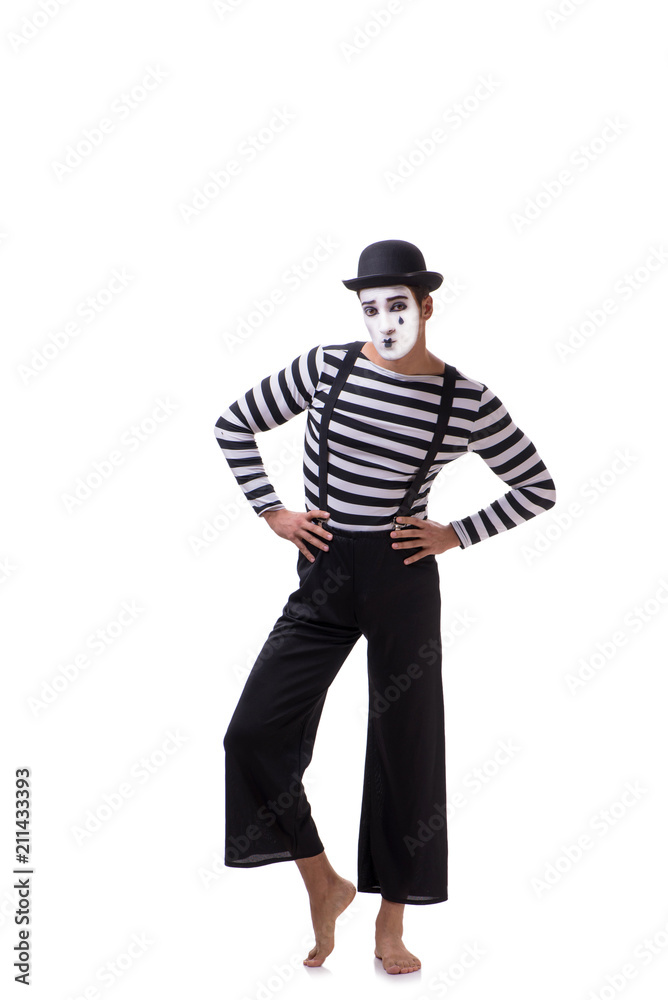 Young mime isolated on white background Young mime isolated on white background