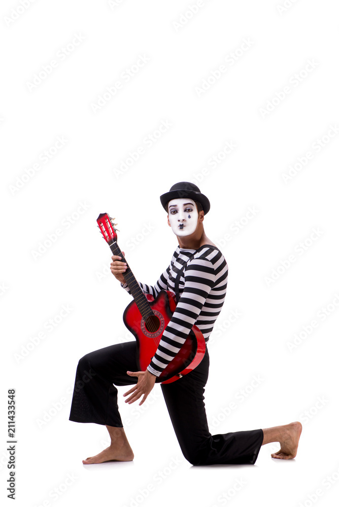 Mime playing guitar isolated on white Mime playing guitar isolated on white