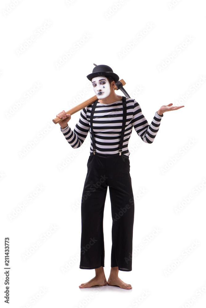 Mime with axe isolated on white background Mime with axe isolated on white background