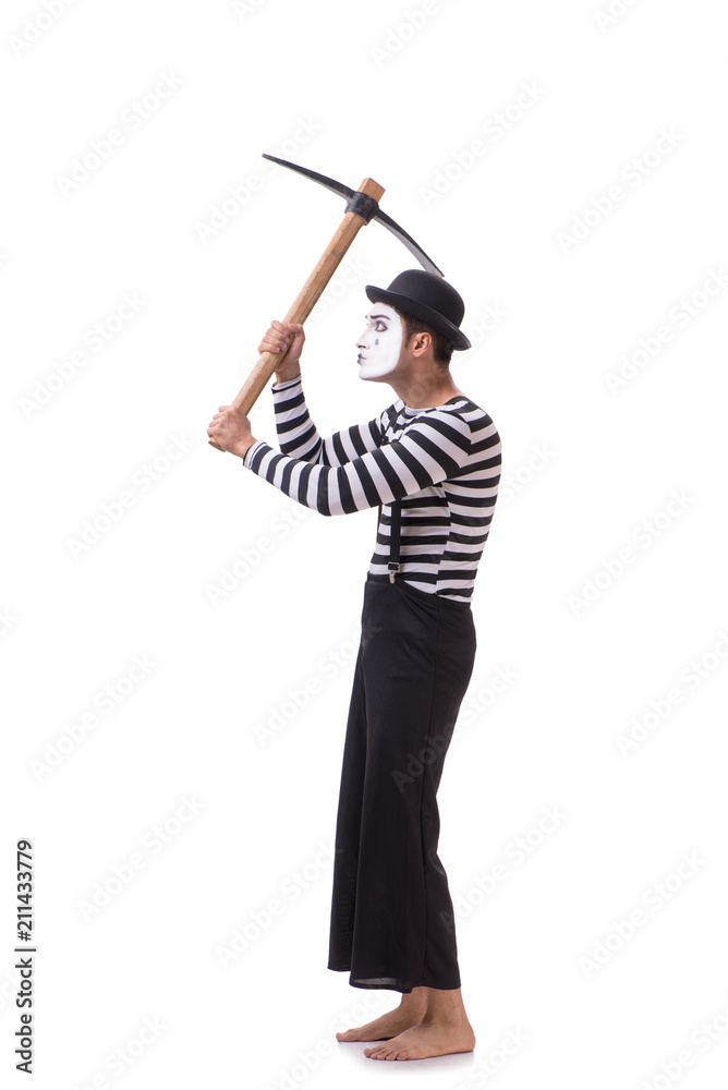 Mime with axe isolated on white background Mime with axe isolated on white background