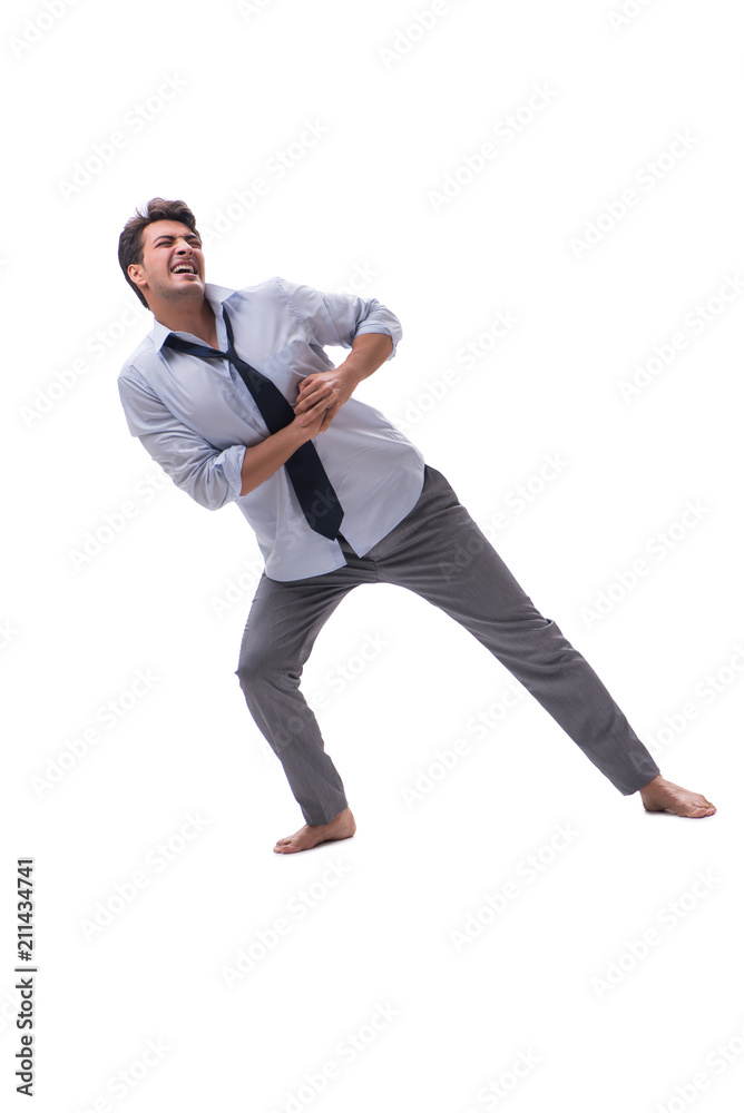Barefooted businessman isolated on white background Barefooted businessman isolated on white background