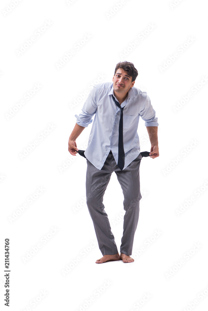 Barefooted businessman isolated on white background Barefooted businessman isolated on white background