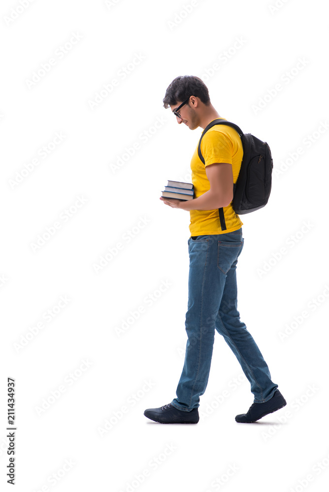 Young student with books isolated on white Young student with books isolated on white