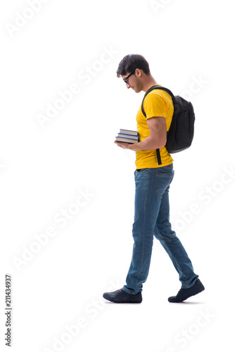 Young student with books isolated on white 