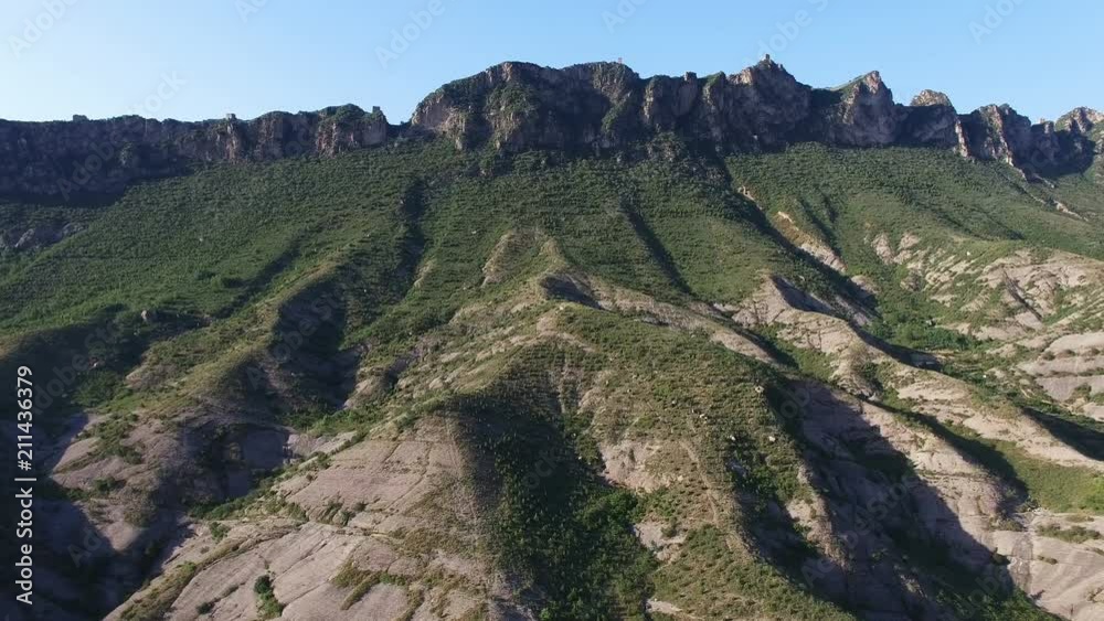 Aerial view of the green mountain with Simatai Great Wall in China Aerial view of the green mountain with Simatai Great Wall in China