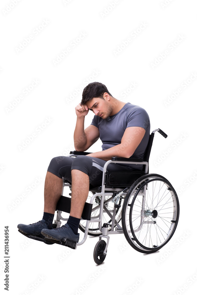 Man on wheelchair isolated on white background Man on wheelchair isolated on white background