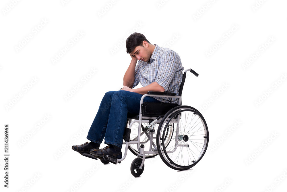 Man on wheelchair isolated on white background Man on wheelchair isolated on white background