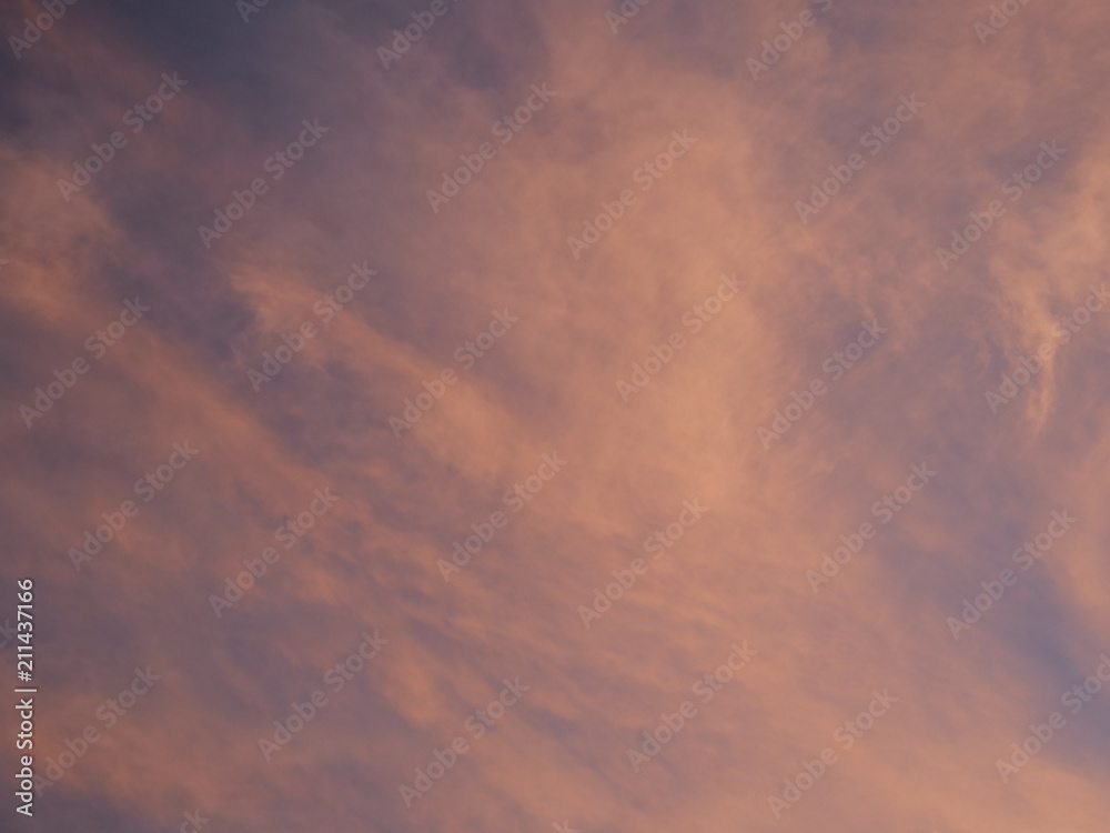 Tokyo,Japan-June 30, 2018: Dramatic sunrise sky with colorful clouds like abstract painting 