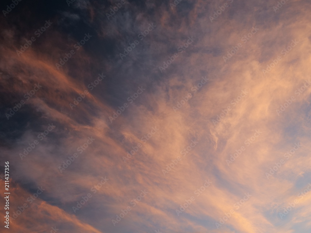 Fototapeta premium Tokyo,Japan-June 30, 2018: Dramatic sunrise sky with colorful clouds like abstract painting 