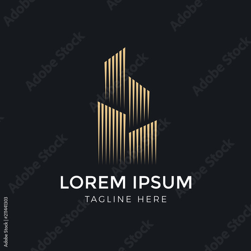 Logo template real estate, apartment, condo, house, rental, business. brand, branding, logotype, company, corporate, identity. Clean, modern and elegant style design
