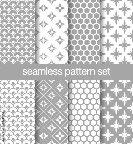 grey seamless pattern set