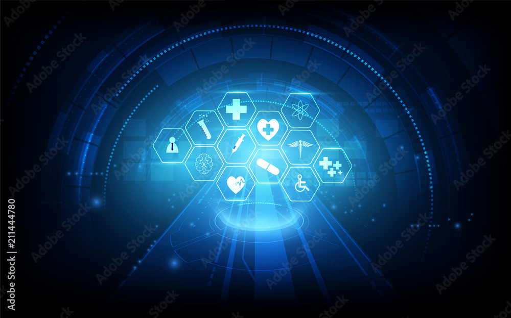 Naklejka premium health care icon pattern medical innovation concept background design