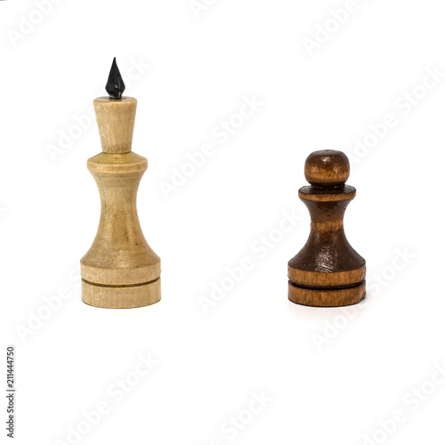 Chess. Chessmen. Queen and pawn