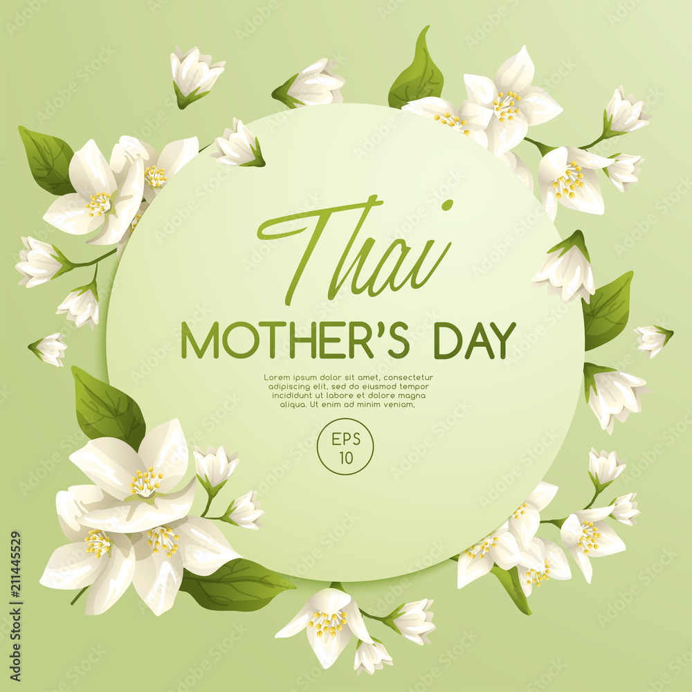 Happy Thai Mother's day Elements : Card Template : Vector Illustration
