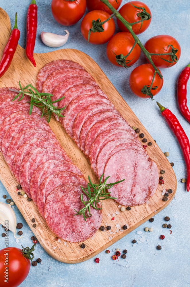 Thin slices of salami Thin slices of salami