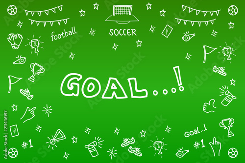 sports soccer doodle on a green background