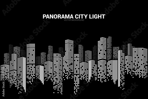 Panorama city Building background with windows pixel shape