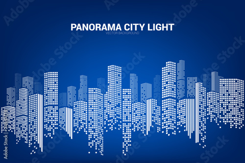 Panorama city Building background with windows pixel shape