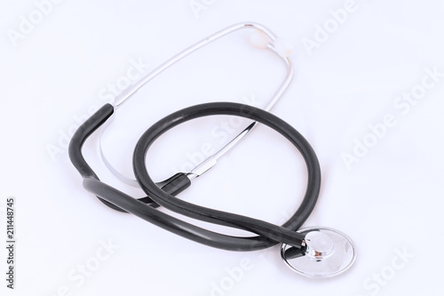 Close up view of black stethoscope