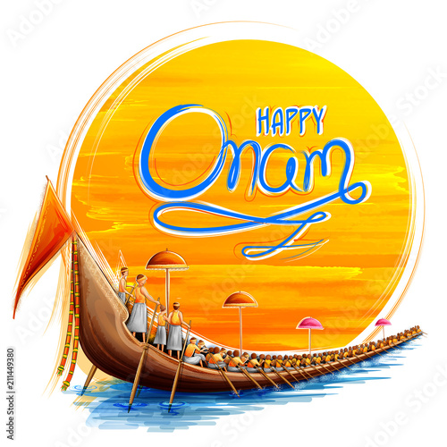 Snakeboat race in Onam celebration background for Happy Onam festival of South India Kerala photo