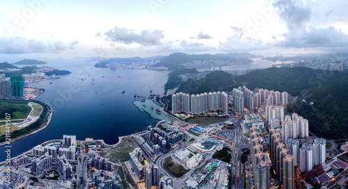 Canvas Print Aerial view of Hong Kong City
