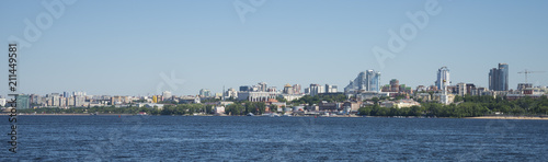 Volga river embankment in Samara  Russia. Panoramic view of the city. On a Sunny summer day. 28 June 2018