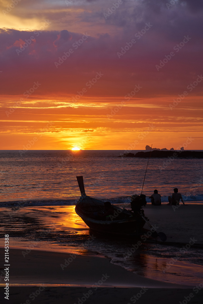 Koh Lanta island sunset beach view