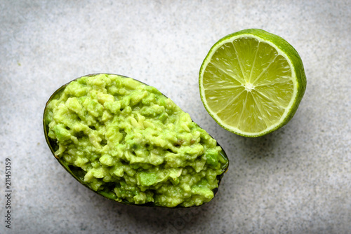 Mexican guacamole with avocado, dip or sauce, vegetarian diet and healthy food concept