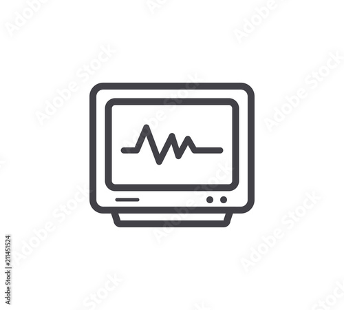 Heartbeat Machine Line Icon. Editable Stroke.