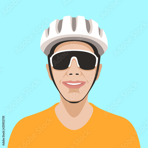 bicyclist in helmet vector illustration flat style front 