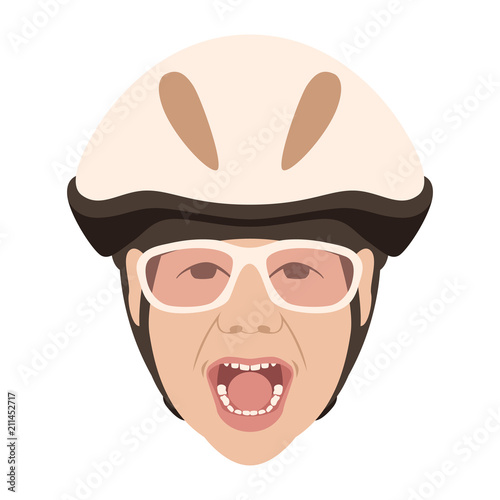 bicyclist child  in helmet vector illustration flat style  front  © wectorcolor