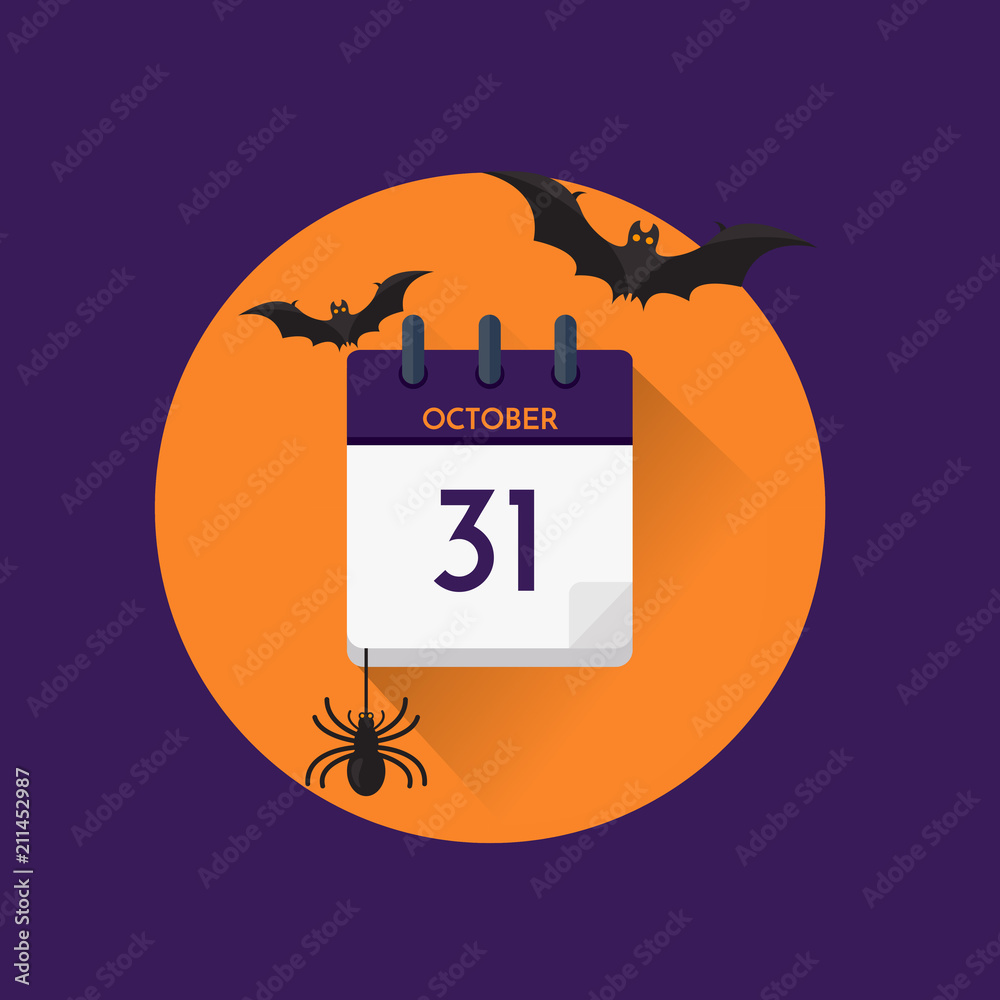 Vector calendar for halloween. 31 October