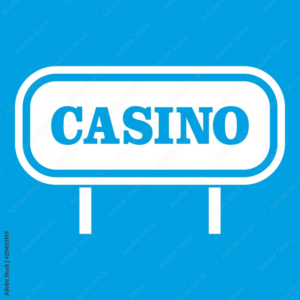 Casino sign icon white isolated on blue background vector illustration Casino sign icon white isolated on blue background vector illustration