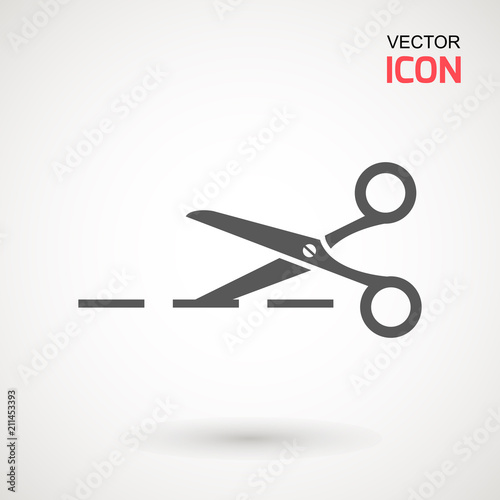 Scissors icon. Cutting scissors icon. Vector illustration. Isolated on white background. Web design element