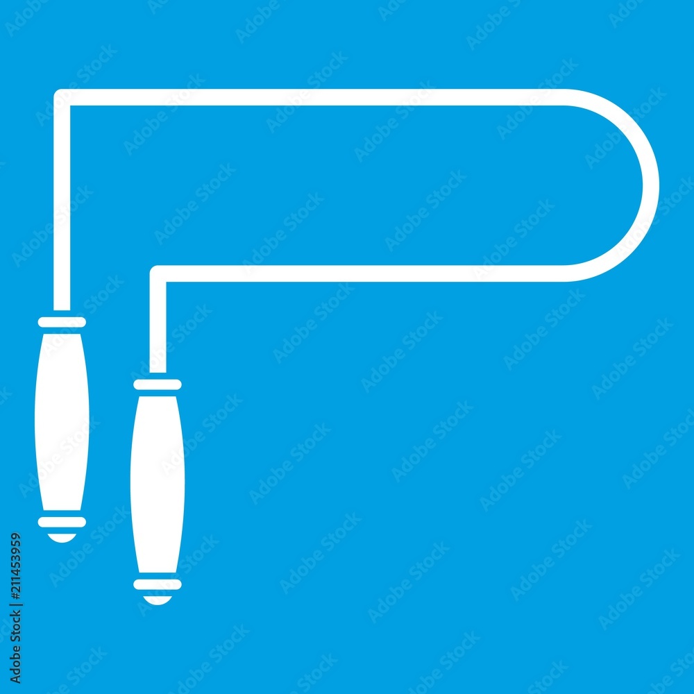 Skipping rope icon white isolated on blue background vector illustration Skipping rope icon white isolated on blue background vector illustration