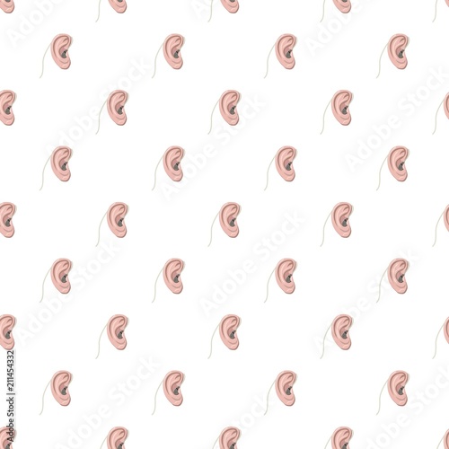 Hearing ear pattern seamless repeat in cartoon style vector illustration