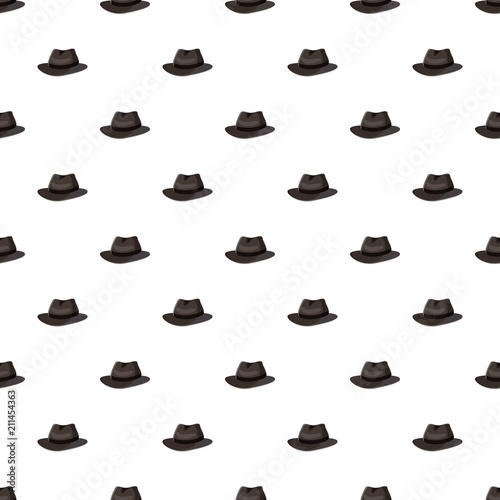 Black hat pattern seamless repeat in cartoon style vector illustration