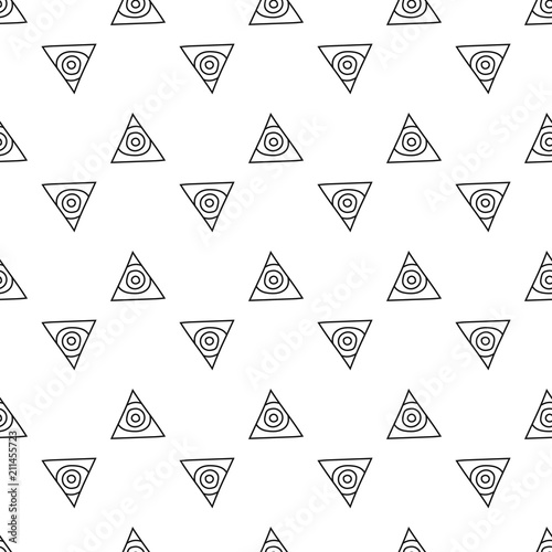 Triangles. Black and white seamless pattern. Geometric, abstract background for covers, textile. Doodle shapes.