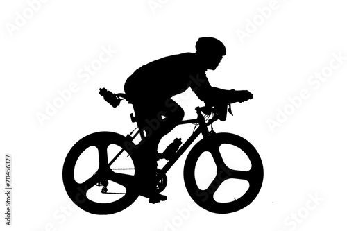 silhouette Sport man whit bike on white background