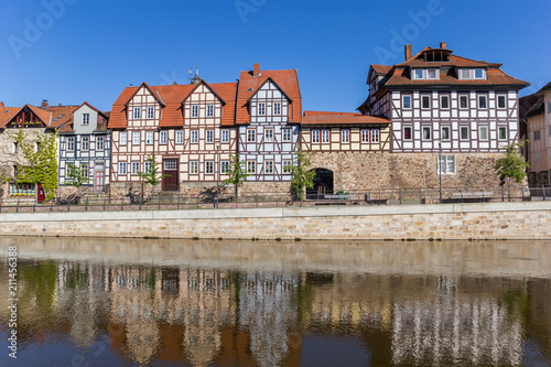 Half timbered houses at the Fulda river in Hann. Munden, Germany